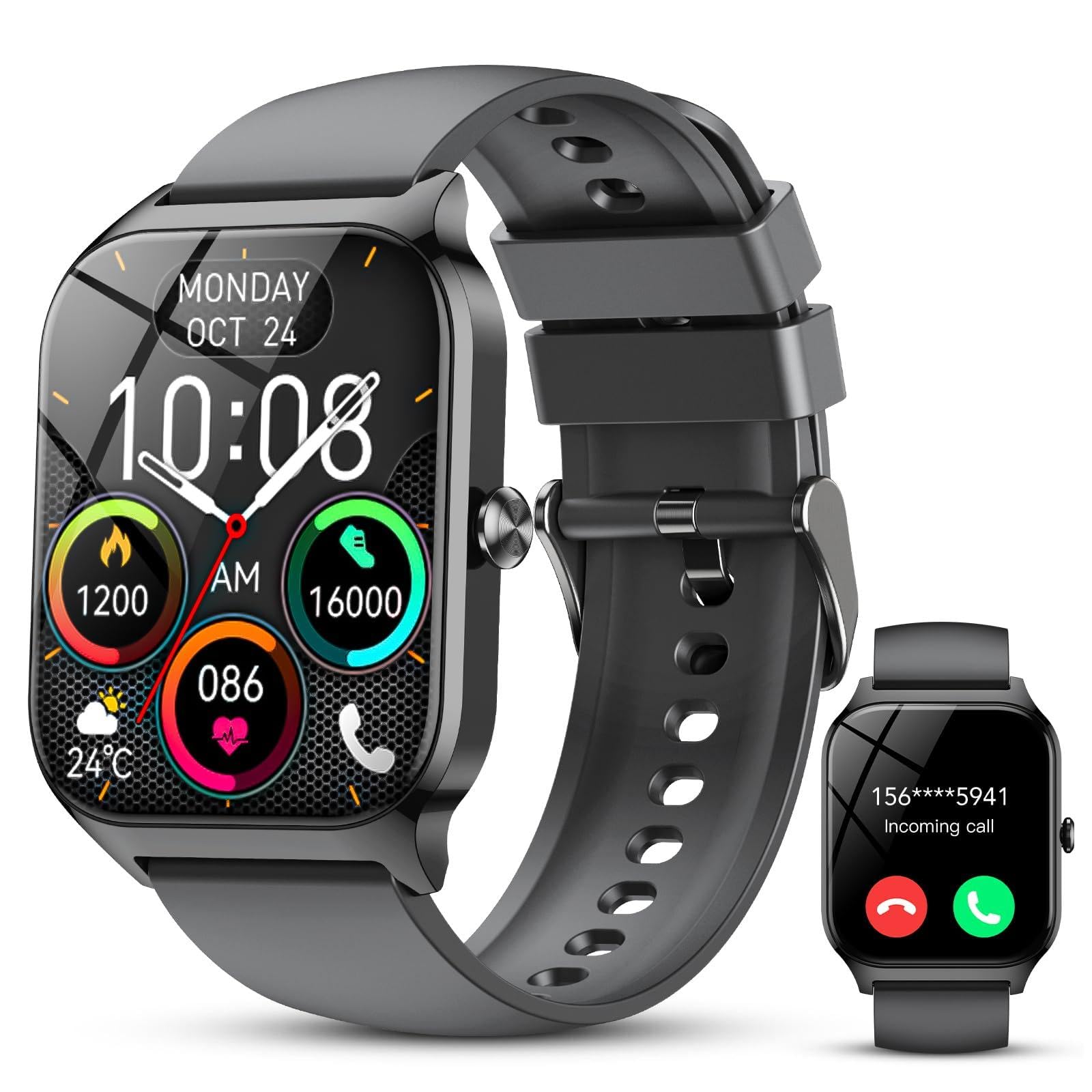 IKT Smart Watch Fits for Android and iPhone 1 85 inch Fitness Tracker Men Womens Smartwatch with Answer