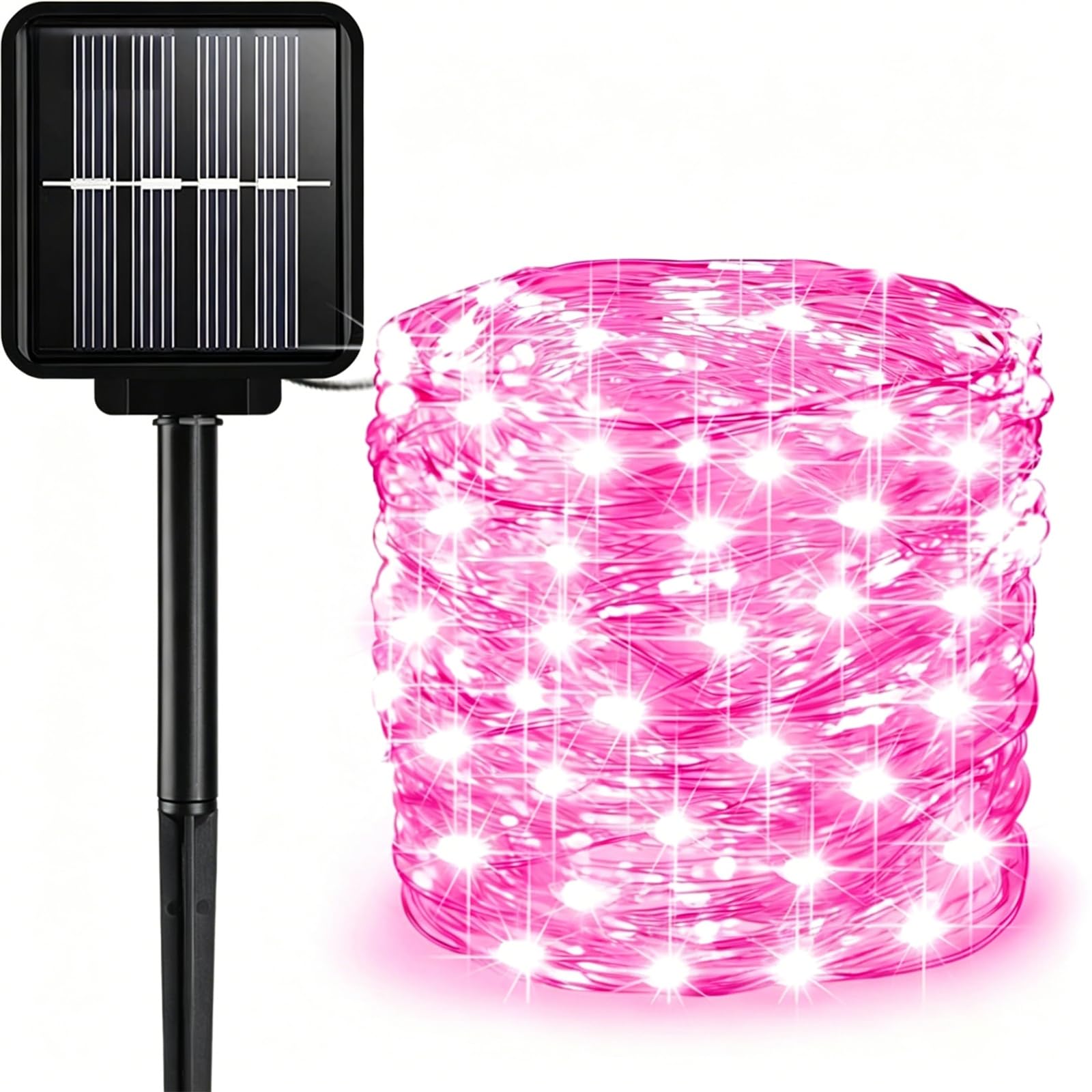 ENEN LED Solar Lights Outdoor Garden, 8 Modes Hanging Indoor/Garden Lights, IP43 Waterproof Garden Ornaments Outdoor, for Gazebo Patio Home Christmas Party Wedding Decor (Pink,7M/50LED)