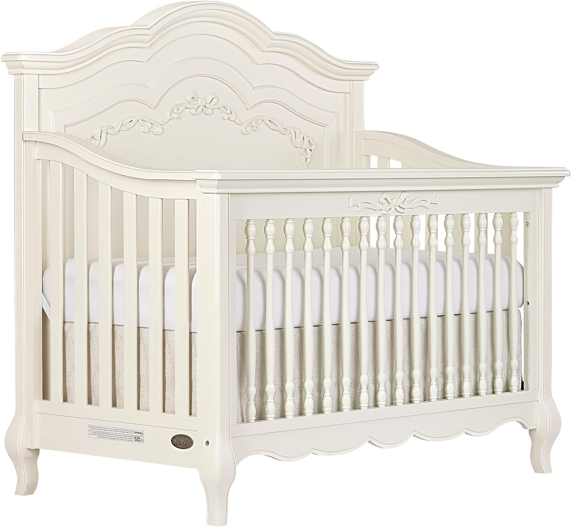 Evolur Aurora 5In1 Convertible Crib In Ivory Lace