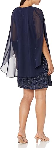 Miniatura 2 de S.L. Fashions Vestido corto superpuesto capelet para mujer con ribete metálico
