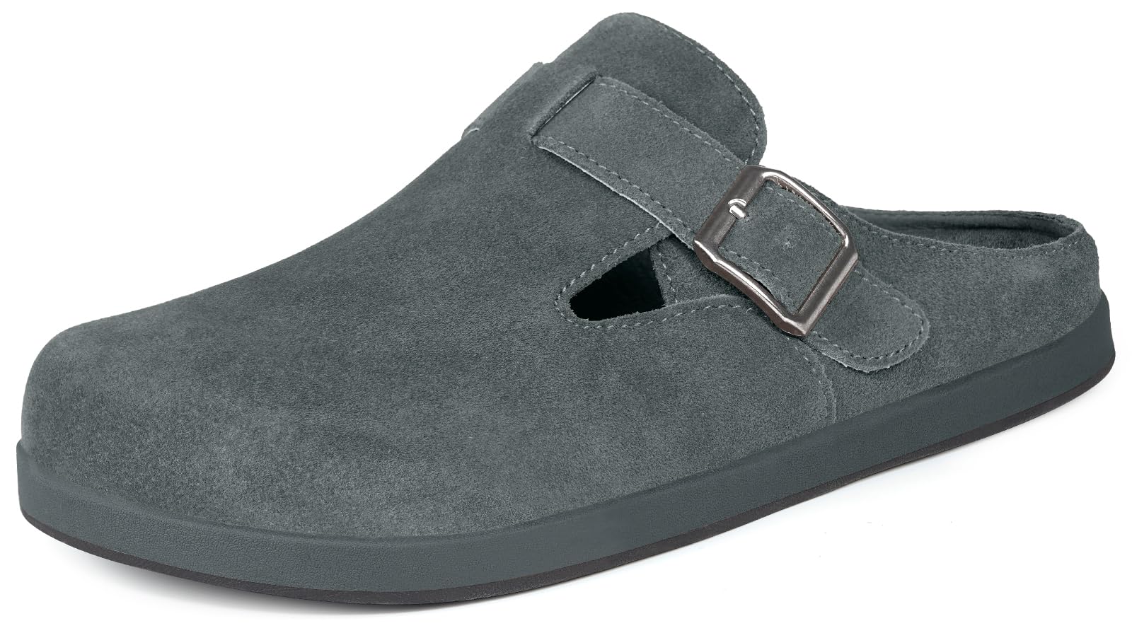 KUKTO Zuecos Mules para Hombre Mujer|Pantuflas con Plantillas ExtraÃbles|Zuecos de JardÃn de Cuero|Sandalias Cómodas y Antideslizantes