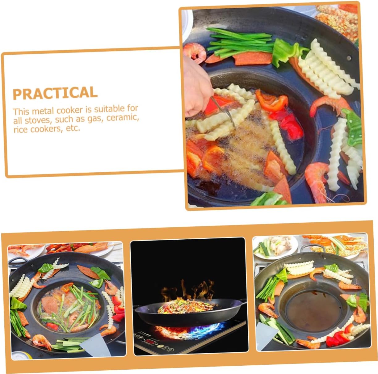 BESTOYARD 14'' Flat Bottom Concave Gong Pot Omelet Pans Outdoor Para Carnitas Crepe Pan Roasting Pan Cookware Pan Comal Frying Bowl Dosa Pan Outdoor Griddle Nonstick Pan Stainless Steel Tool Egg