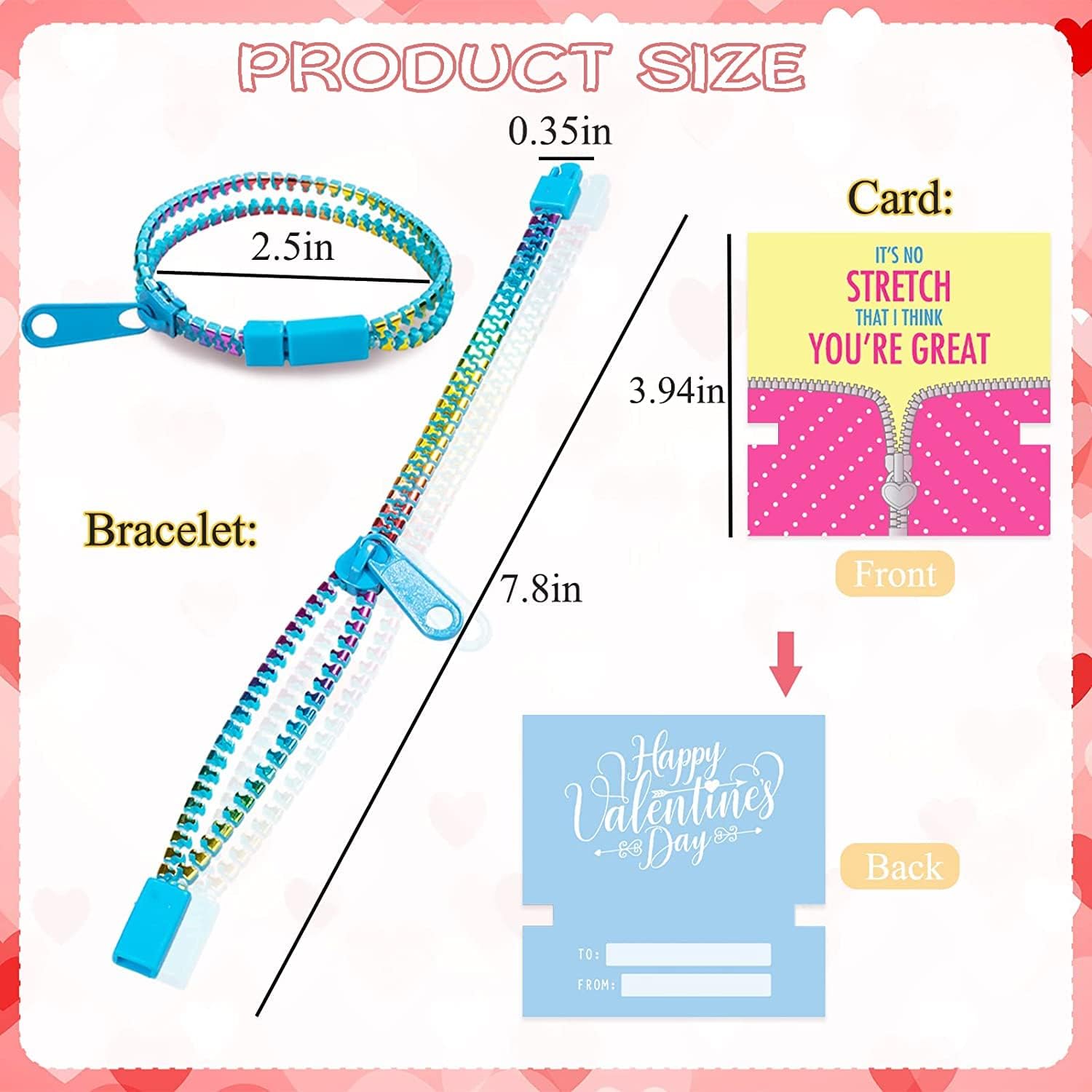 OuMuaMua 30Pcs Valentine's Day Cards Gift for Kids - Cards with Fidget Zipper Bracelets for Classroom Exchange & Party Favors