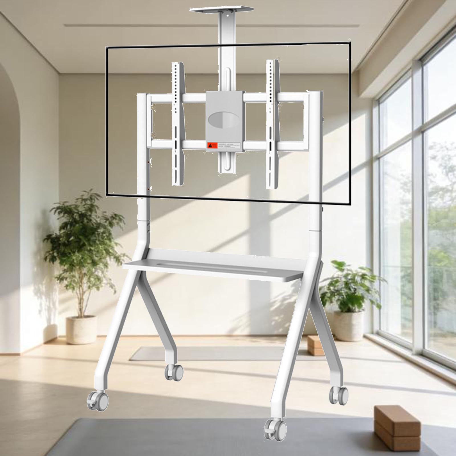 Mobiler TV-Ständer auf Rollen – Smartboard-Halterung für 47–75 Zoll / 55–100 Zoll interaktive Whiteboards; TV-Bodenständer für Büro, Klassenzimmer und Zuhause White-55-100inch