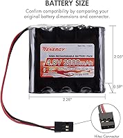 Vista 3 de Paquete de baterías RX NiMH Tenergy para receptor 4.8 V 2000 mAh, con conector Hitec para autos y aviones RC