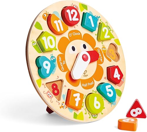Hape Juego de rompecabezas de reloj grueso, multicolor, 9.65 x 1.38 pulgadas