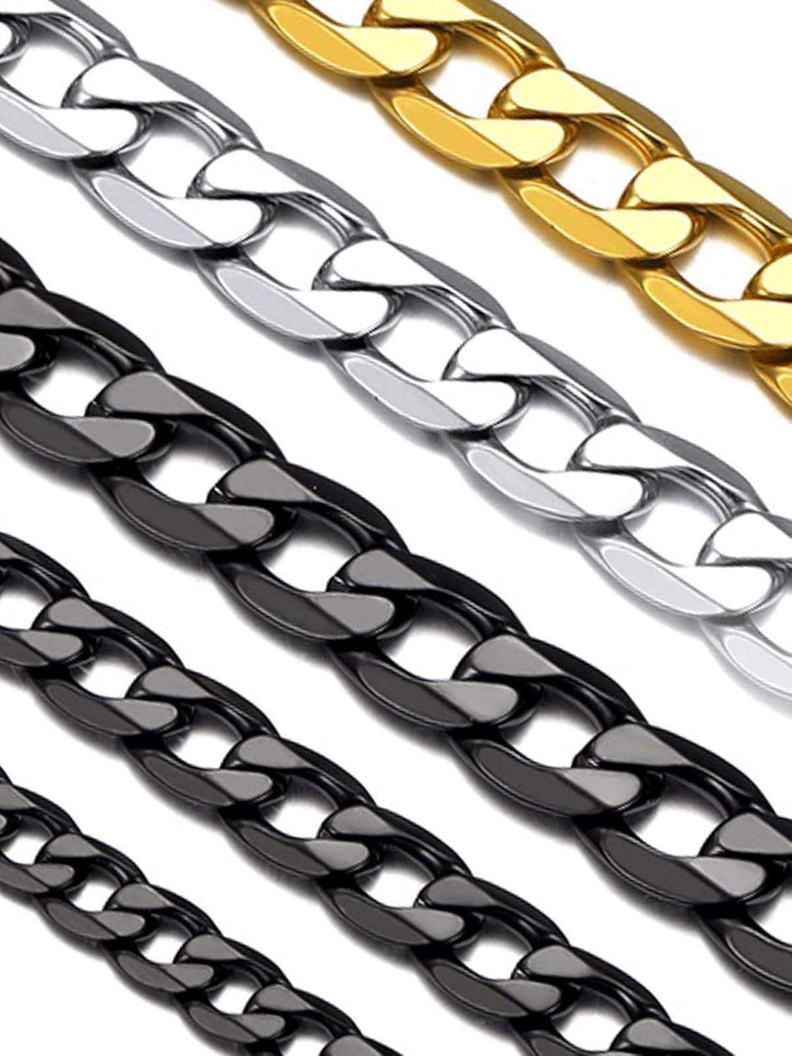 Suplight Cuban Link Chain Necklace for Men Women, Stainless Steel/Black/18K Gold Plated Chain 4mm/6mm/9mm Wide Cuban Chain Necklace, Hip Hop Jewelry 18"-30"