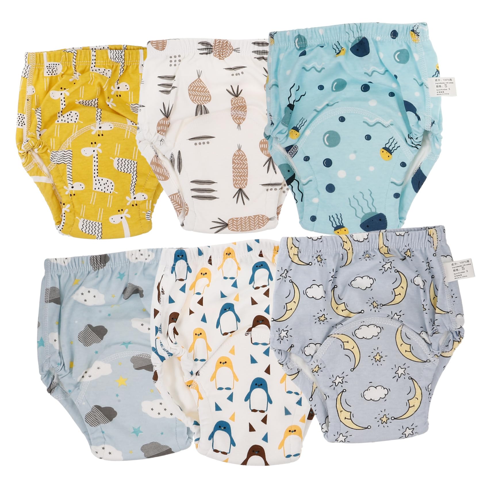 ERINGOGO 1 Jeu Culottes Dapprentissage Garçon Fille Lavables Coton Pantalons Réutilisables Fuites Pour Et Soutien Pratique Pour Propreté Et Entraînement Pot 6 Pièces