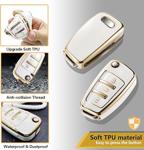 Miniatura 2 de Funda para llavero Audi con cuerda trenzada de metal, accesorios para llavero, funda suave mejorada para llavero A1 A3 A4 A5 A6 Q3 Q5 Q7 TT S3 R8