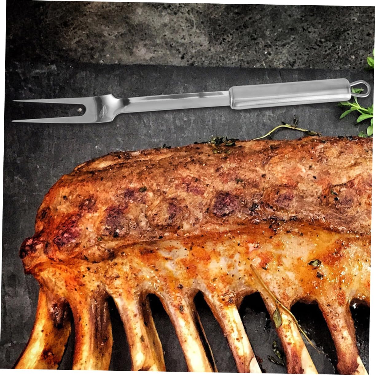 Happyyami 4Pcs Stainless Steel Bbq Forks Durable Long Handle Roasting Sticks for Grilled Meat Corn and Vegetables for Outdoor Bbq Parties and Camping