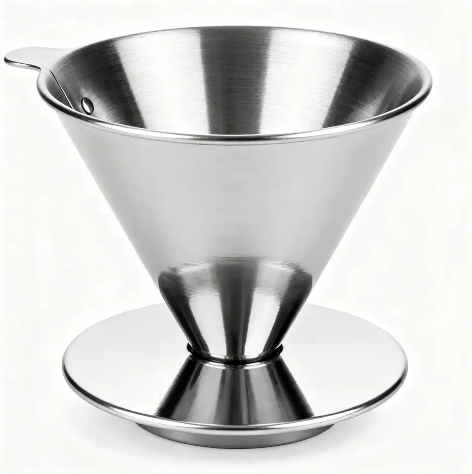 Coador de Café Inox com Filtro Reutilizável Premium (103) – Coagem Manual sem Papel, Aço Inoxidável, Portátil, Fácil de Lavar – Para Café, Chá e Infusões