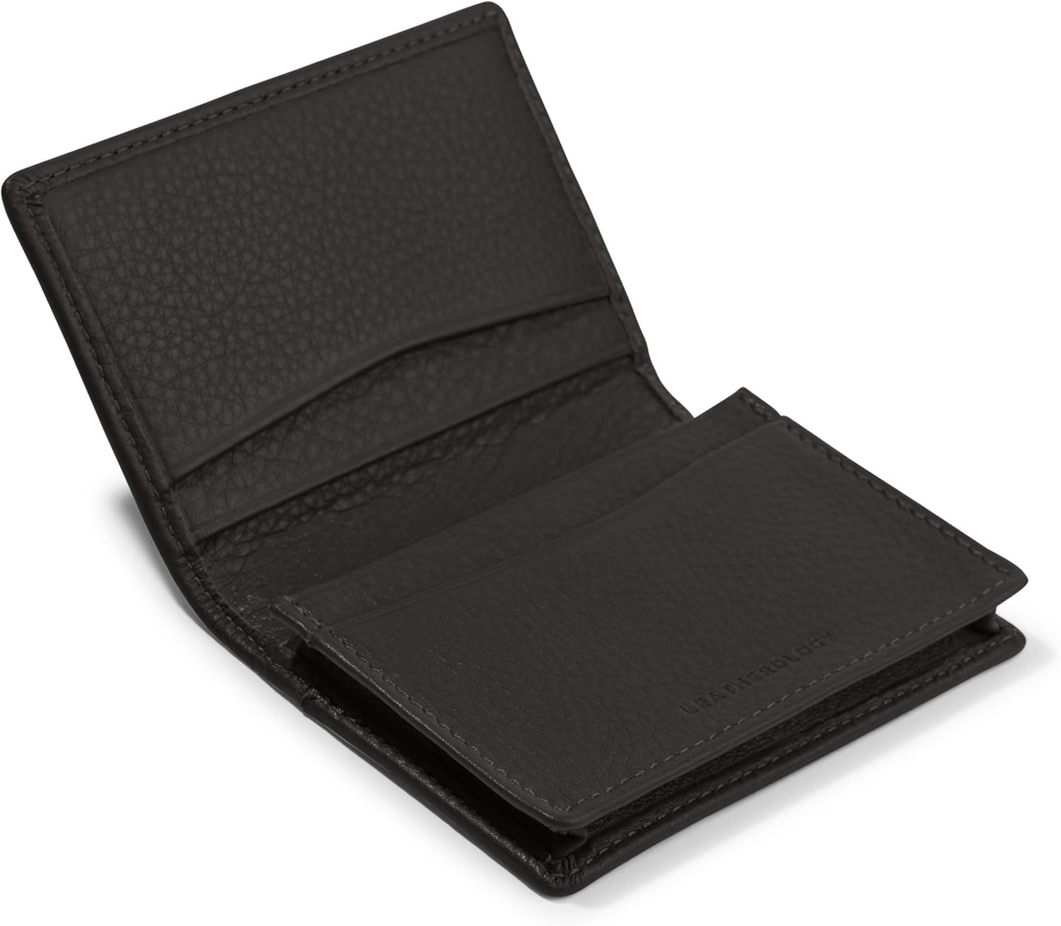 Leatherology Card Holder Wallet – Leather Slim Card Case with 4 Slots & Center Pocket for Cards, Cash & IDs