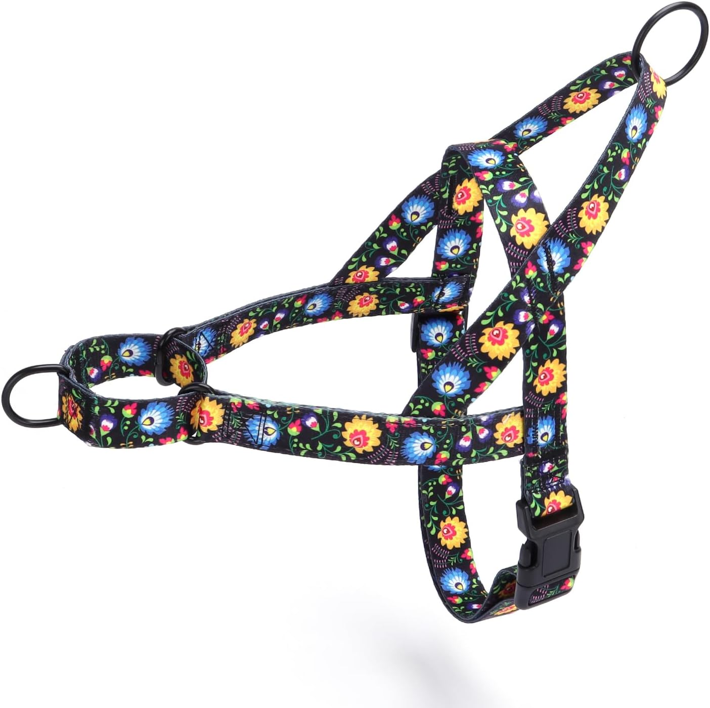 No Pull Dog Harness for Easy Walk, Floral Pattern Female Safety Nylon Training Collar for Puppy Small, Medium, and Large Dogs (Daisy, XS)