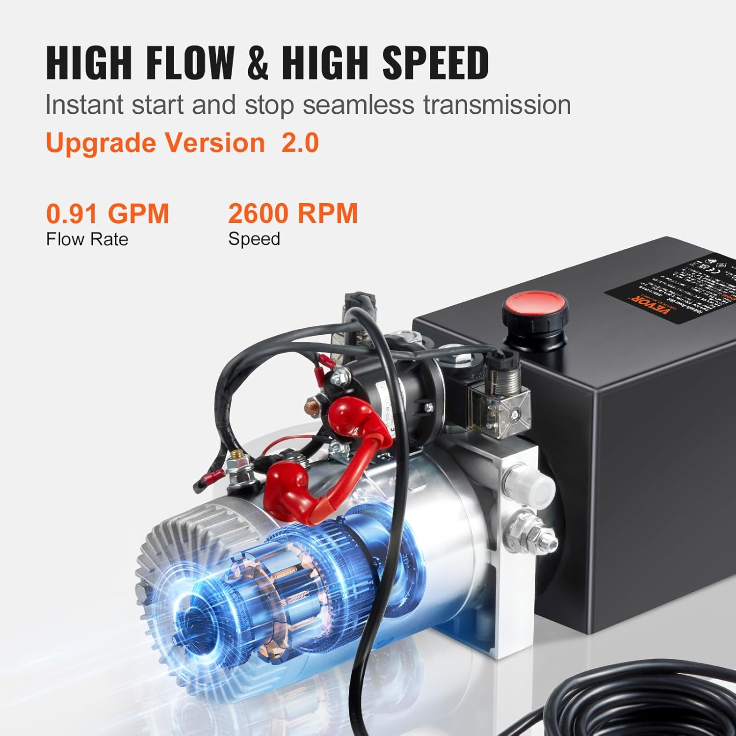 Mophorn Hydraulic Power Unit 8 Quart Hydraulic Pump Double Acting Hydraulic Power 12V DC with Metal Oil Reservoir Hydraulic Pump Power Unit for Dump Trailer Car Lifting