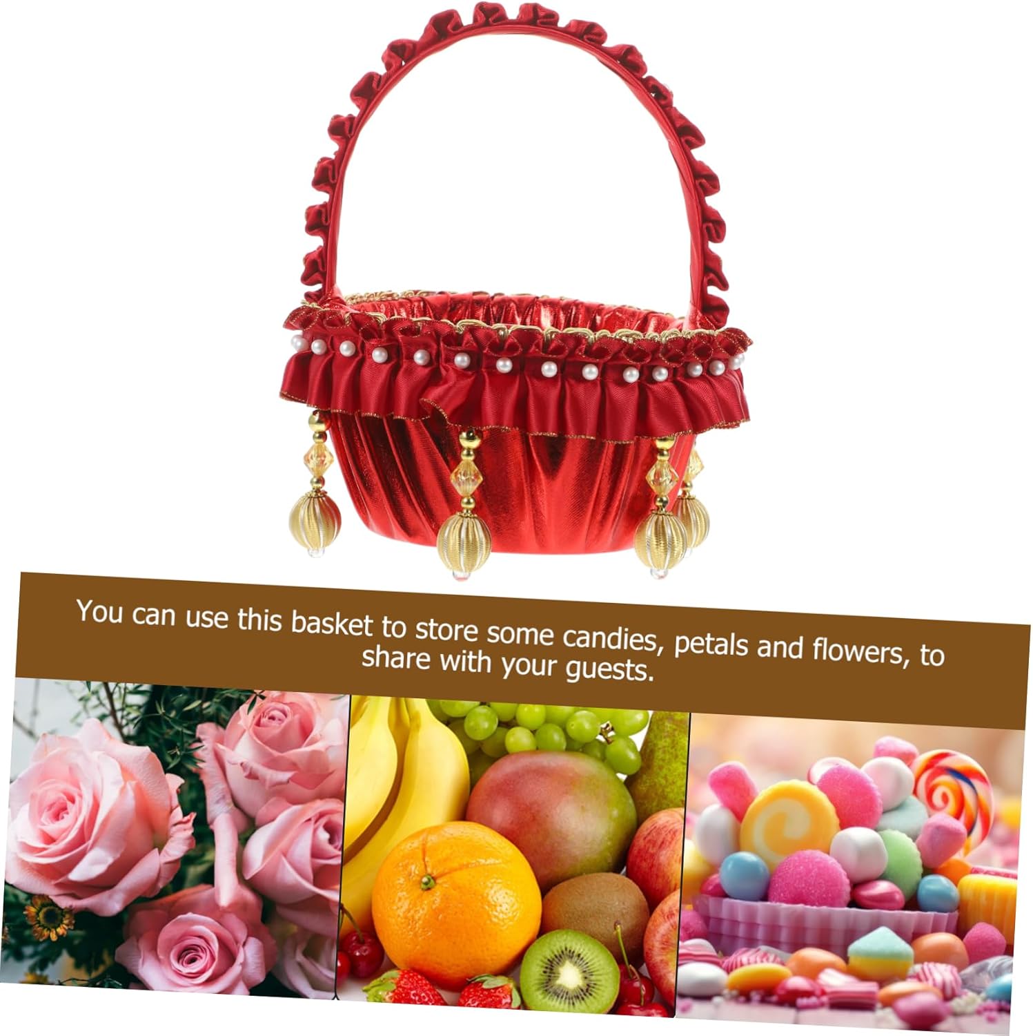 Unomor Wedding Flower Girl Elegant Style Flower Basket for Flower Girl Wedding Party Decorati
