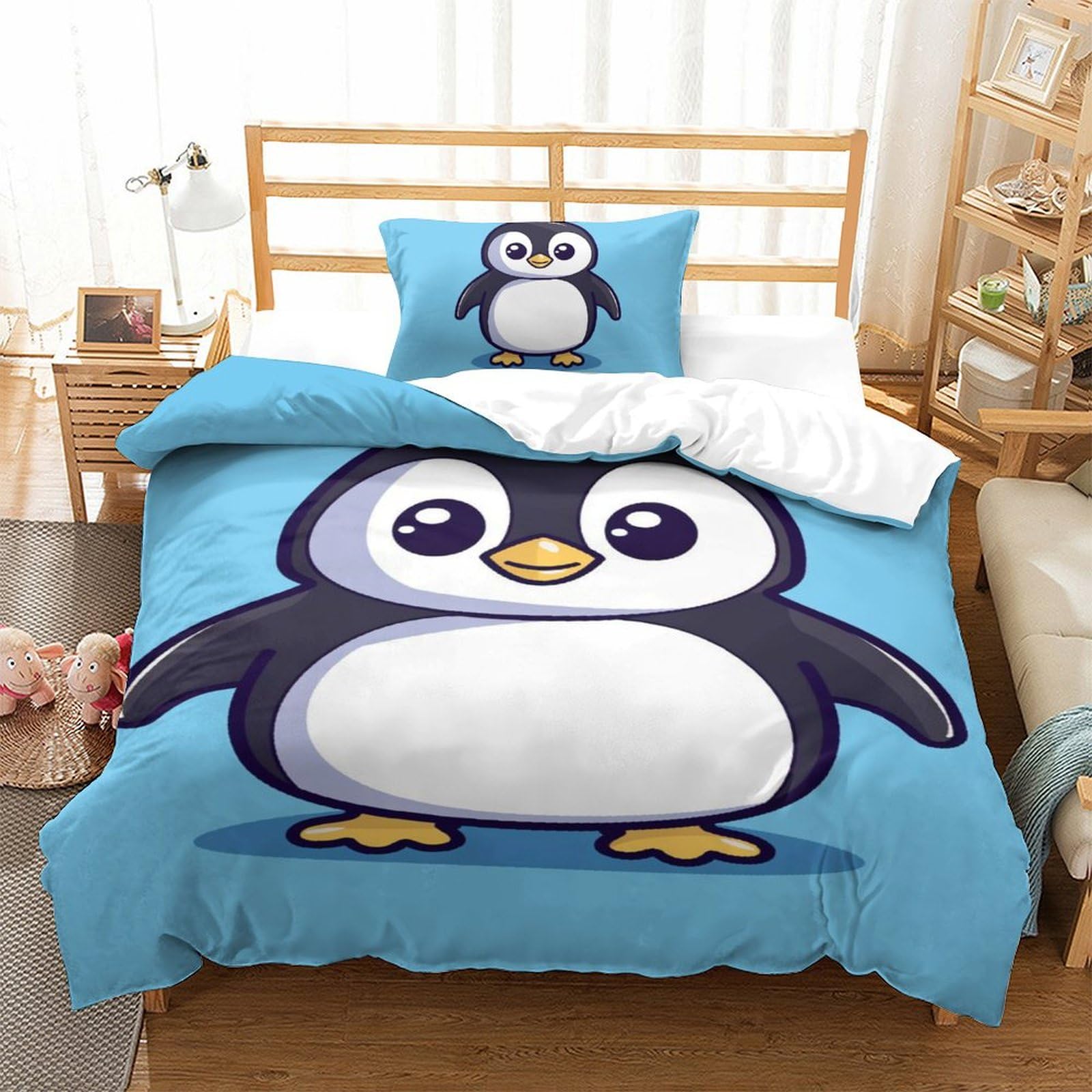 Housse de couette pingouin en microfibre soft parure 3D