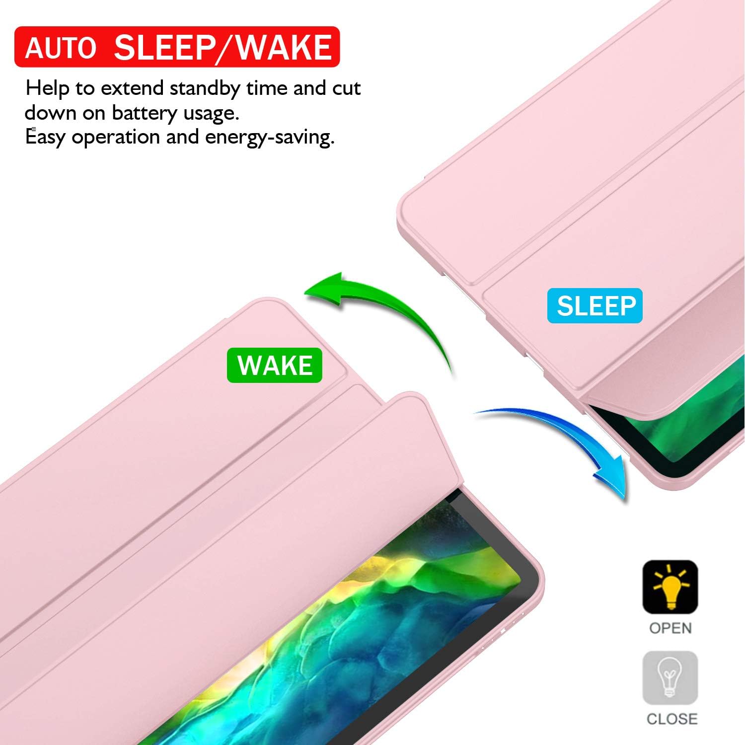 ZryXal New iPad Pro 12.9 Case 2022/2021 (6th/5th Generation) with Pencil Holder, Premium Protective Case Cover with Soft TPU Back and Auto Sleep/Wake Feature for 2022 iPad Pro 12.9 (Pink)