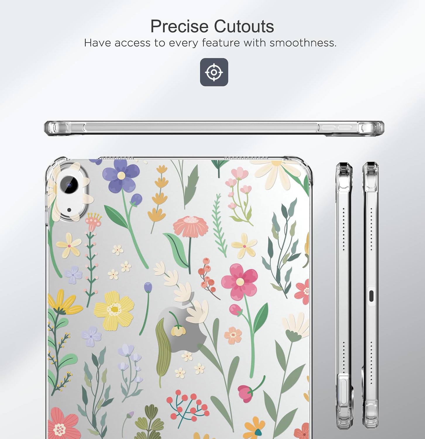 MoKo Clear Case for iPad (A16) 11th Generation 2025 11-inch/10th Generation 2022 10.9 inch, Lightweight Soft TPU, Anti-Scratch Ultra Transparent Cover, Shockproof Impact Resistant, Clear & Flower