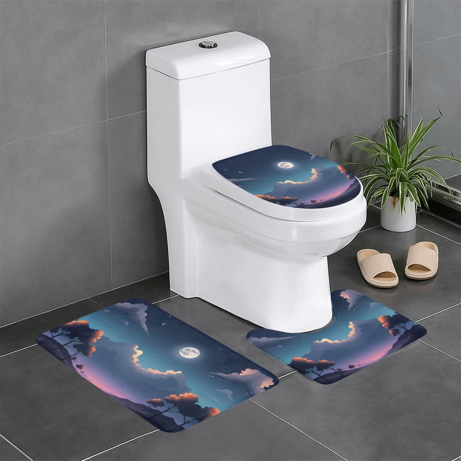 Tapis de salle de bain lune pour une ambiance zen au lavabo