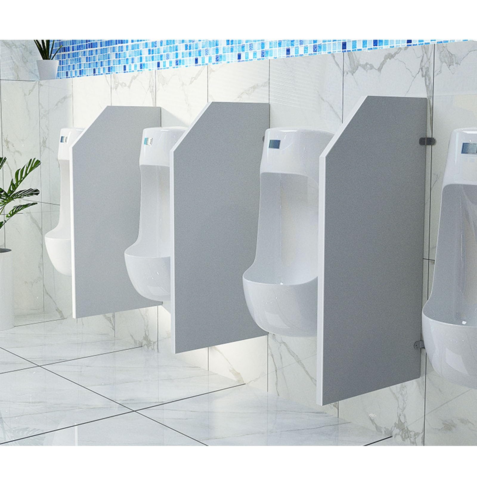 Mampara de privacidad para urinario con diseño antiturbulencia