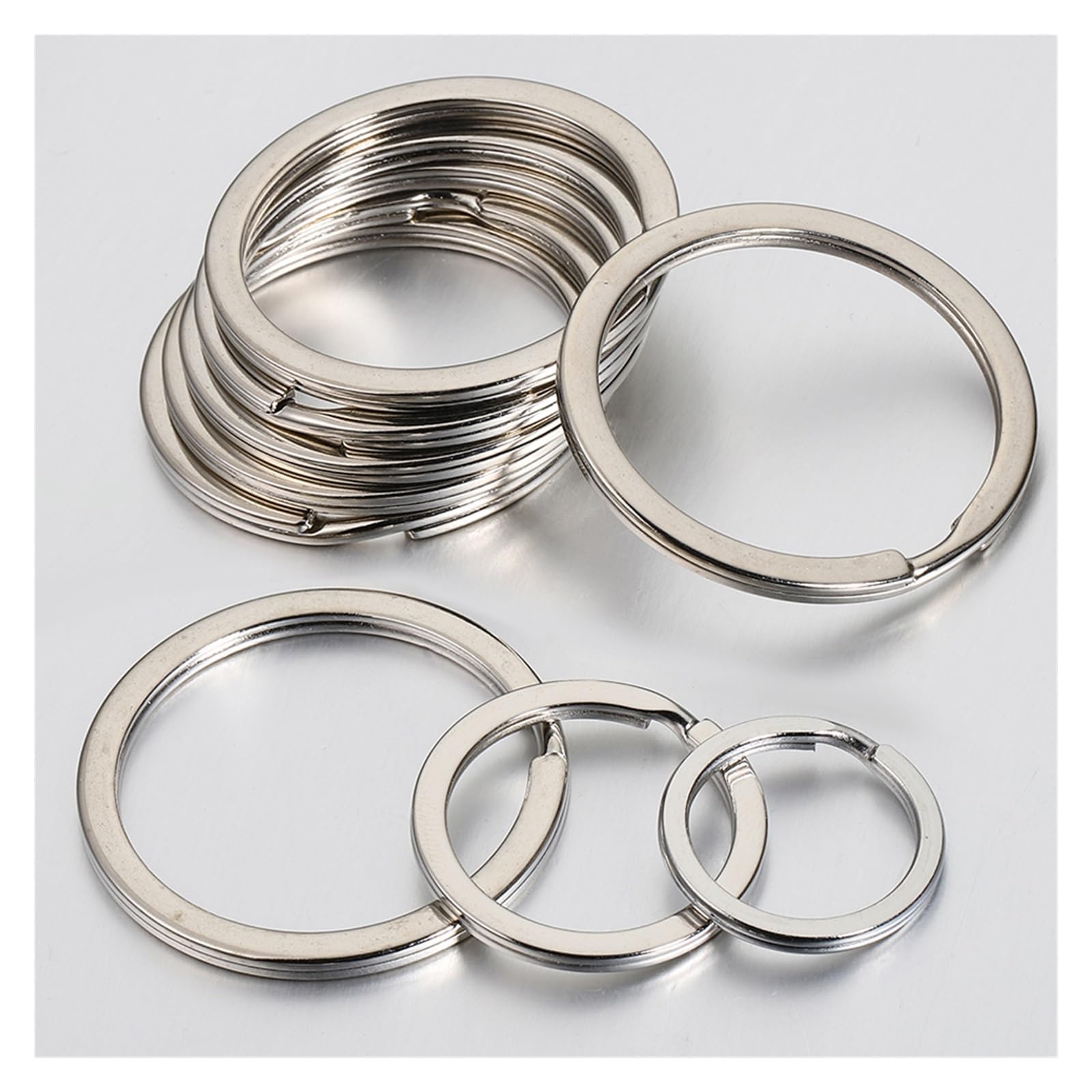Dzielone pierścienie skokowe ze stali nierdzewnej | Srebro 15mm 30mm 40mm 20 szt.: Biżuteria, Breloki(Outer Dia 40mm)