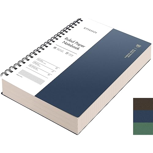 EMSHOI A4 Spiral Notebook College Ruled Lined Journal, 11.2" X 8.27", 300 Pages/150 Sheets, 100gsm Thick Paper, Waterproof Softcover, Twin-Wire Binding, for School Work Business Writing-Blue
