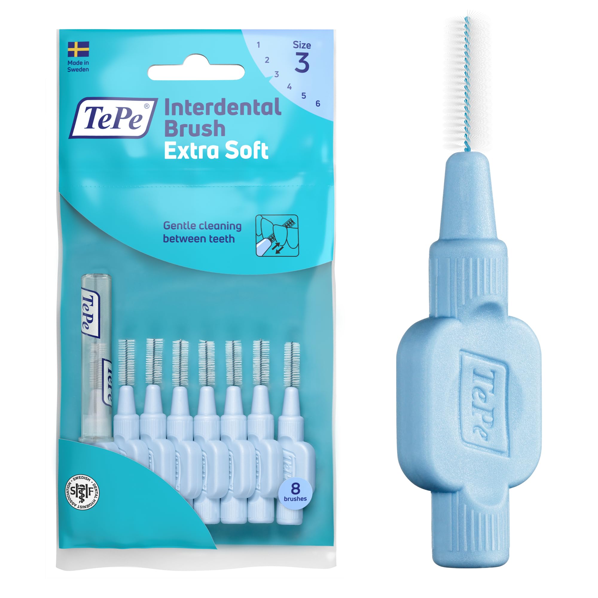 TePe Extra Soft Interdental Brushes Blue 0.6mm - 1 Pack Of 8 Brushes