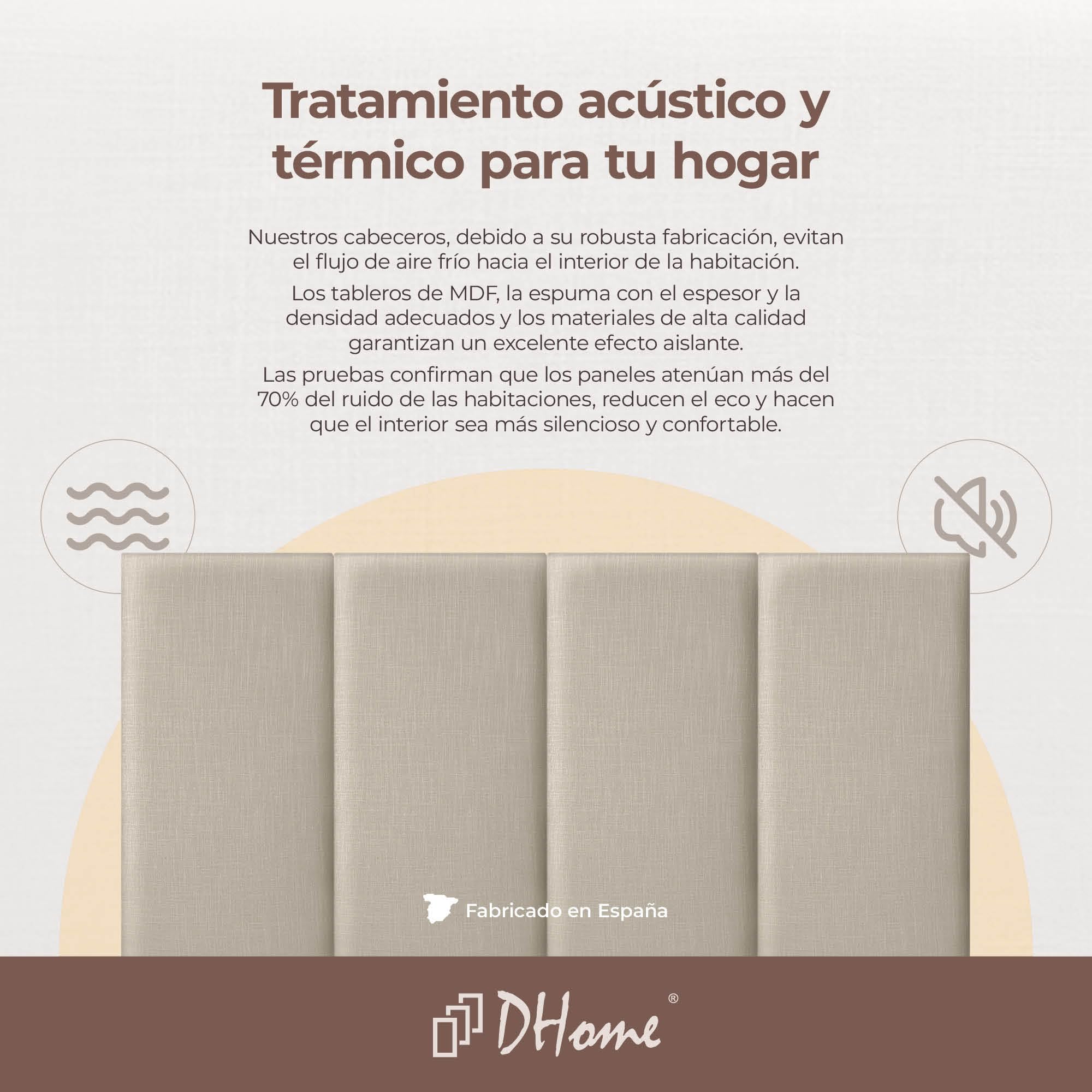 DHOME Testiera Imbottita in Lino Naturale Liscio Antimacchia Design Modulabile Verticale Autoadesivo Testata Letto Camera da Letto Imbottita (Beige, 180cm, Altezza 135cm, x4)