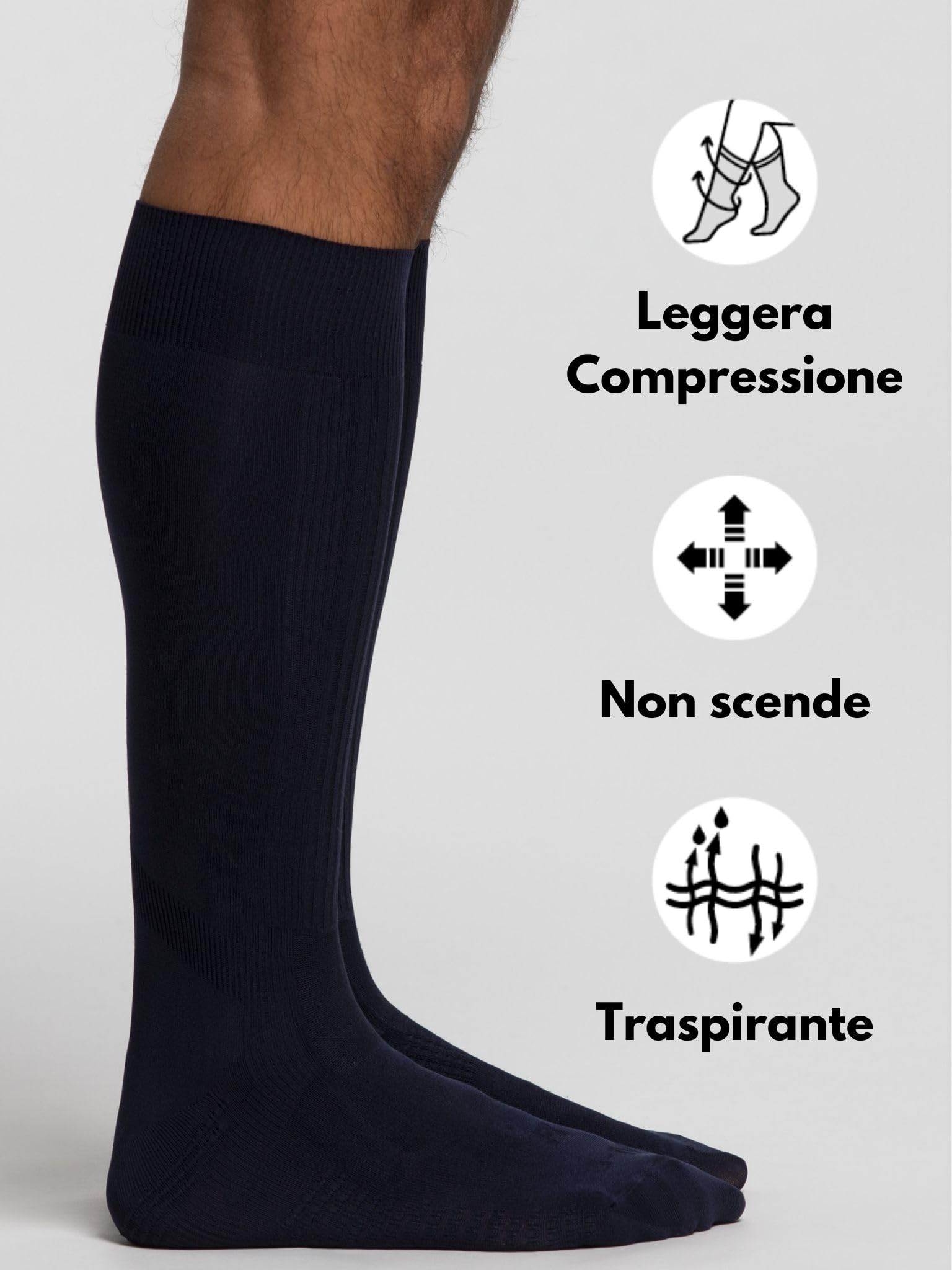 POMPEA 6 Paia Calze Uomo Lunghe Funzionali, Calzini Uomo con Cuscinetti Immagliati ed Effetto Grip, Resistenti e Comodi