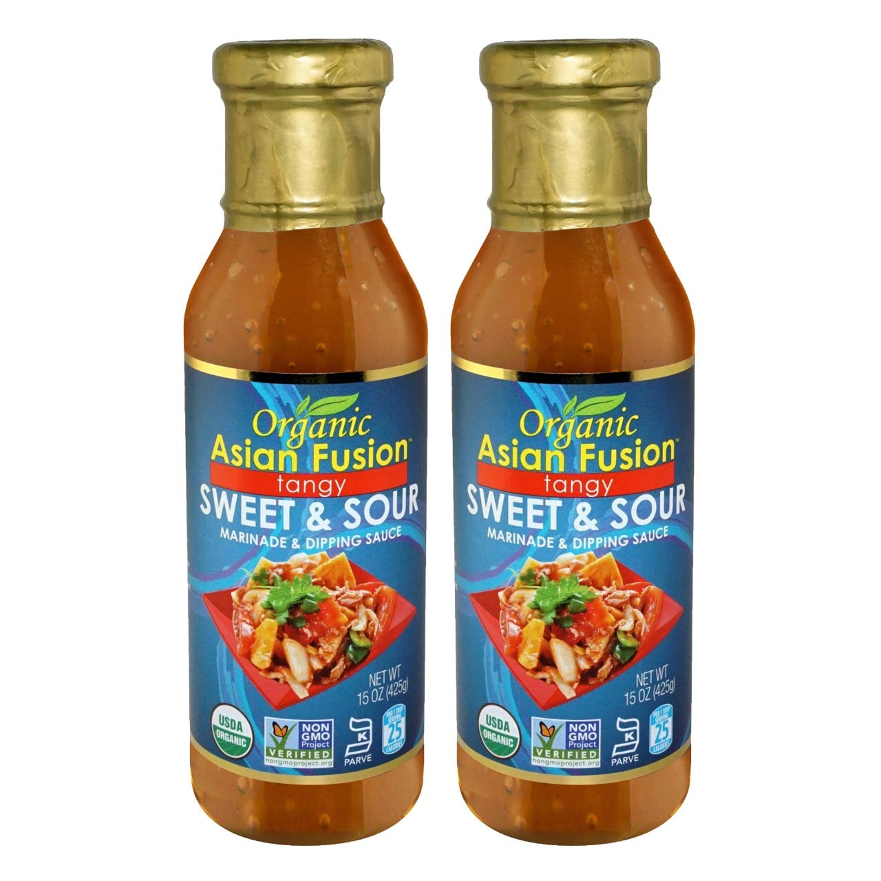 Organic Asian Fusion Tangy Sweet & Sour Marinade & Dipping Sauce - USDA Organic, Non GMO Project Verified, Gluten Free, Kosher Parve, Made in USA, 15