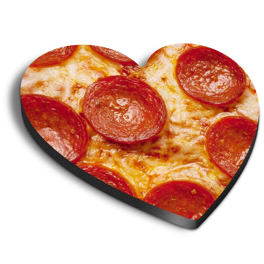 Destination Vinyl Ltd Multicolor 1 X Heart Mdf Magnets - Tasty Pepperoni Pizza Junk Food 8440
