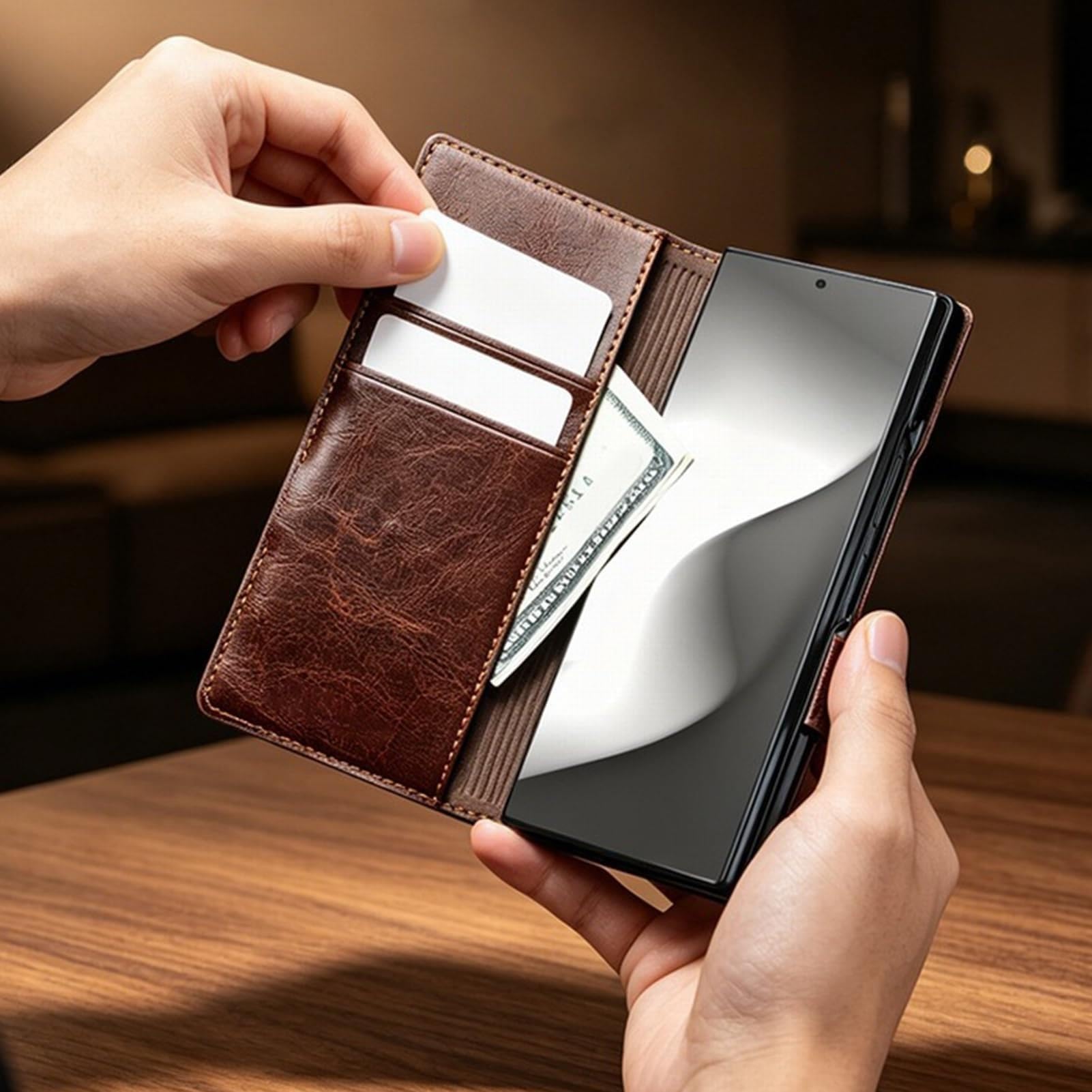 Custodia Per Samsung Galaxy Z Fold 8 Ultra, Anti-Impronta Pelle Vera Case