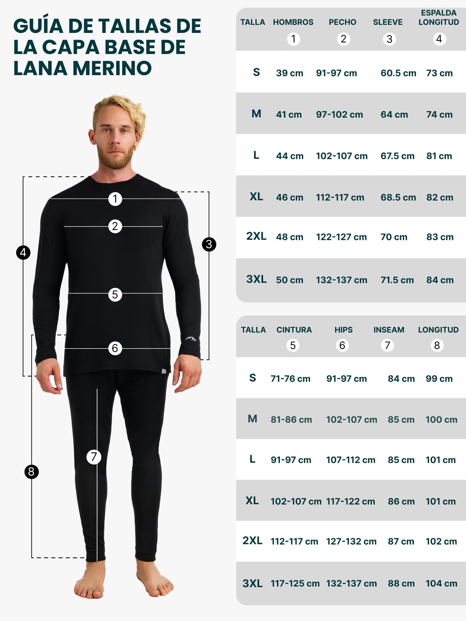 Merino.tech Conjunto Lana Merino Hombre - 100% Lana Merino con Calcetines (Large, 250 Carbón C)