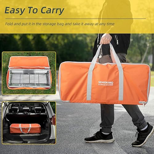 Miniatura 4 de Parrilla de carbón portátil, parrilla de barbacoa al aire libre para picnic de Navidad, reunión familiar de Acción de Gracias y barbacoa en el patio