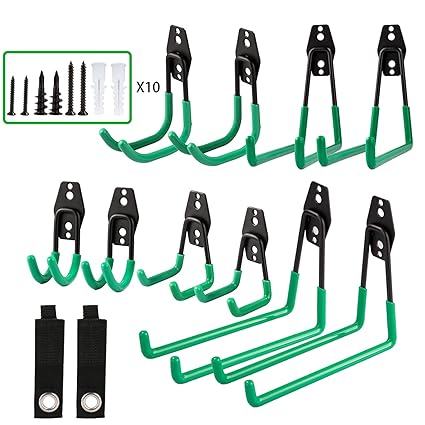 VECELO Garage Hooks, 12 Pack Steel Heavy Duty Garage Storage Hooks with Anti-Slip Coating, Utility Garage Wall Mount Hooks for Hanging Bike, Ladder and Garden Tools