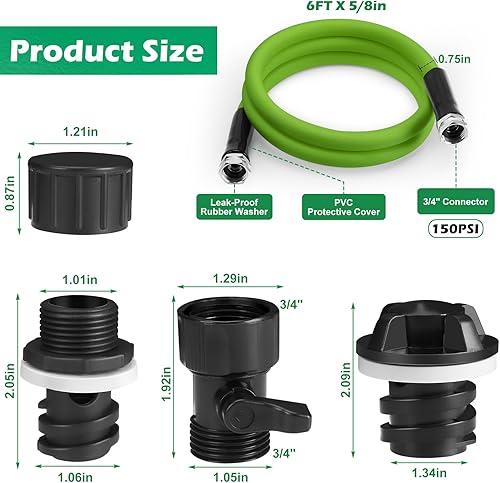 Miniatura 2 de WADEO Kit de conexión de manguera de tapón de drenaje enfriador con manguera de jardín de 6 pies y válvula de cierre para enfriadores Yeti, Rtic