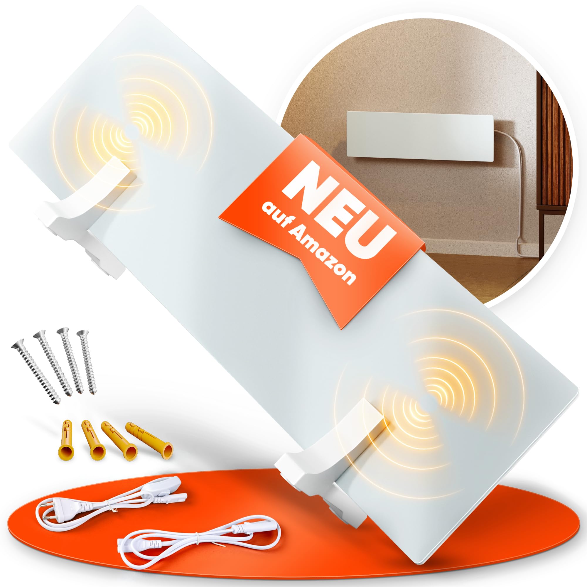 Infrarotheizung Schimmelentferner - Bad, Wand & Boden [70W] Infrarot-Heizung gegen Schimmel | Wandheizung elektrisch | Modular erweiterbares Anti-Schimmel-Heizpaneel mit flexibler Wandmontage | PIGO
