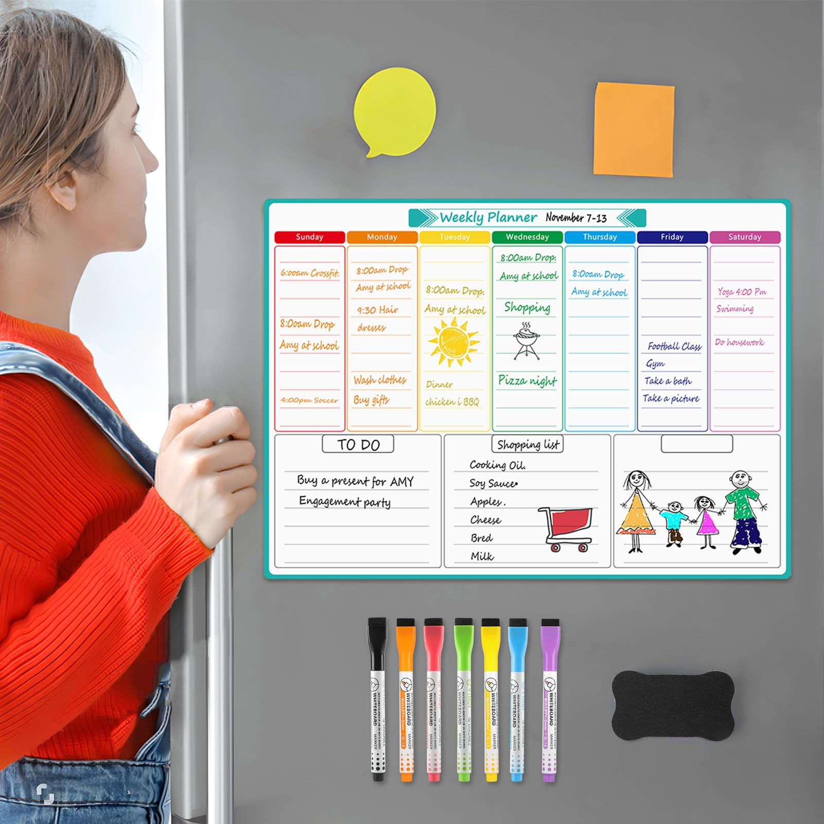 MaxGear Weekly Dry Erase Board for Fridge 16x12 Magnetic Calendar Whiteboard Planner for Refrigerator with Stain Resistant Technology — view 7