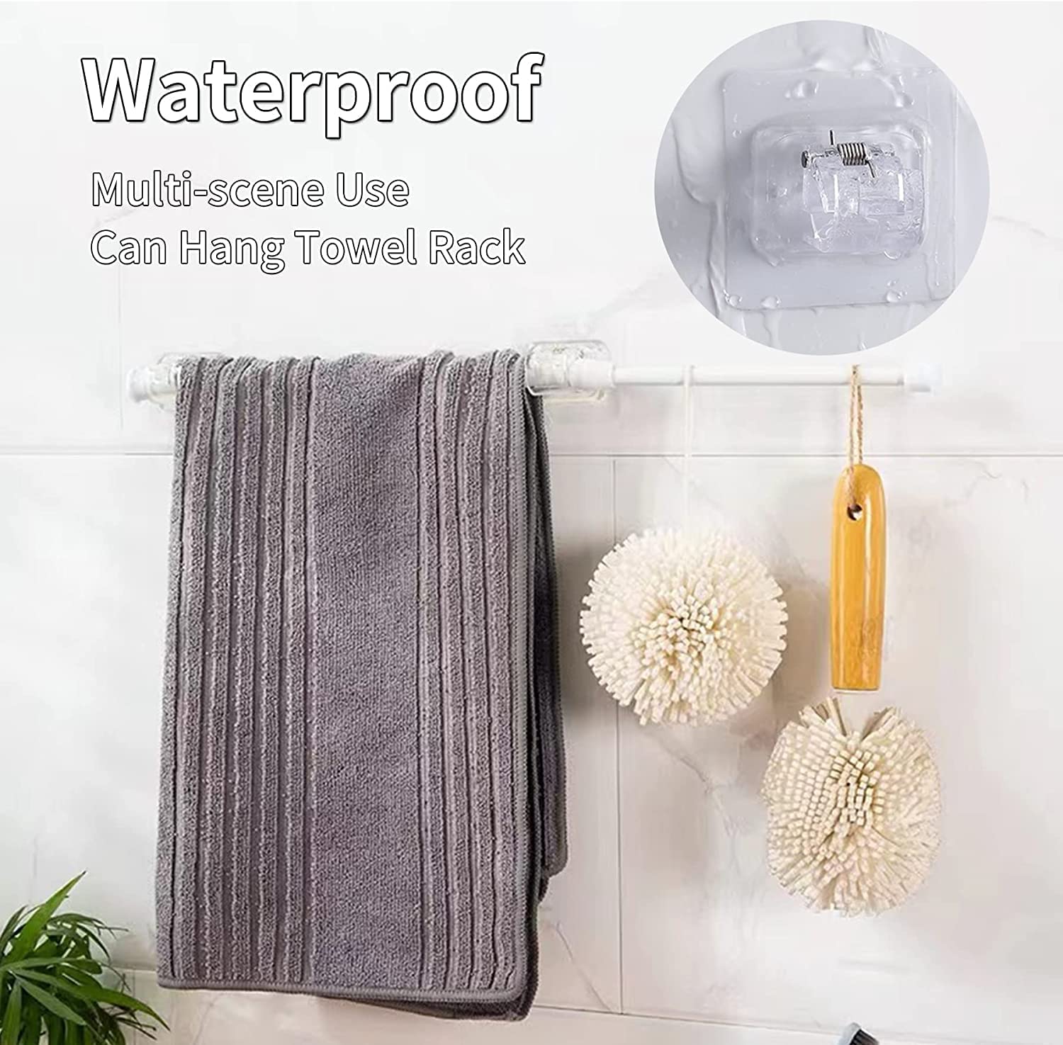 Ysimple 6 Pièces Support Tringle Rideaux Sans Percage Adhesif, Accroche Tringle Rideau Sans Percage, Auto-Adhésifs Support Rideau Sans Percage Crochets Pour Cuisine, Rideaux, Salle De Bain(Blanc