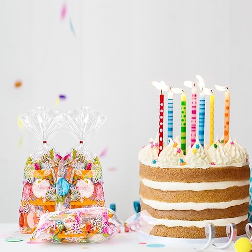 Miniatura 7 de FUSHENMU 120 bolsas de caramelo de celofán de copo de nieve, bolsas de celofán transparentes de Navidad con lazos giratorios para Navidad, fiestas,