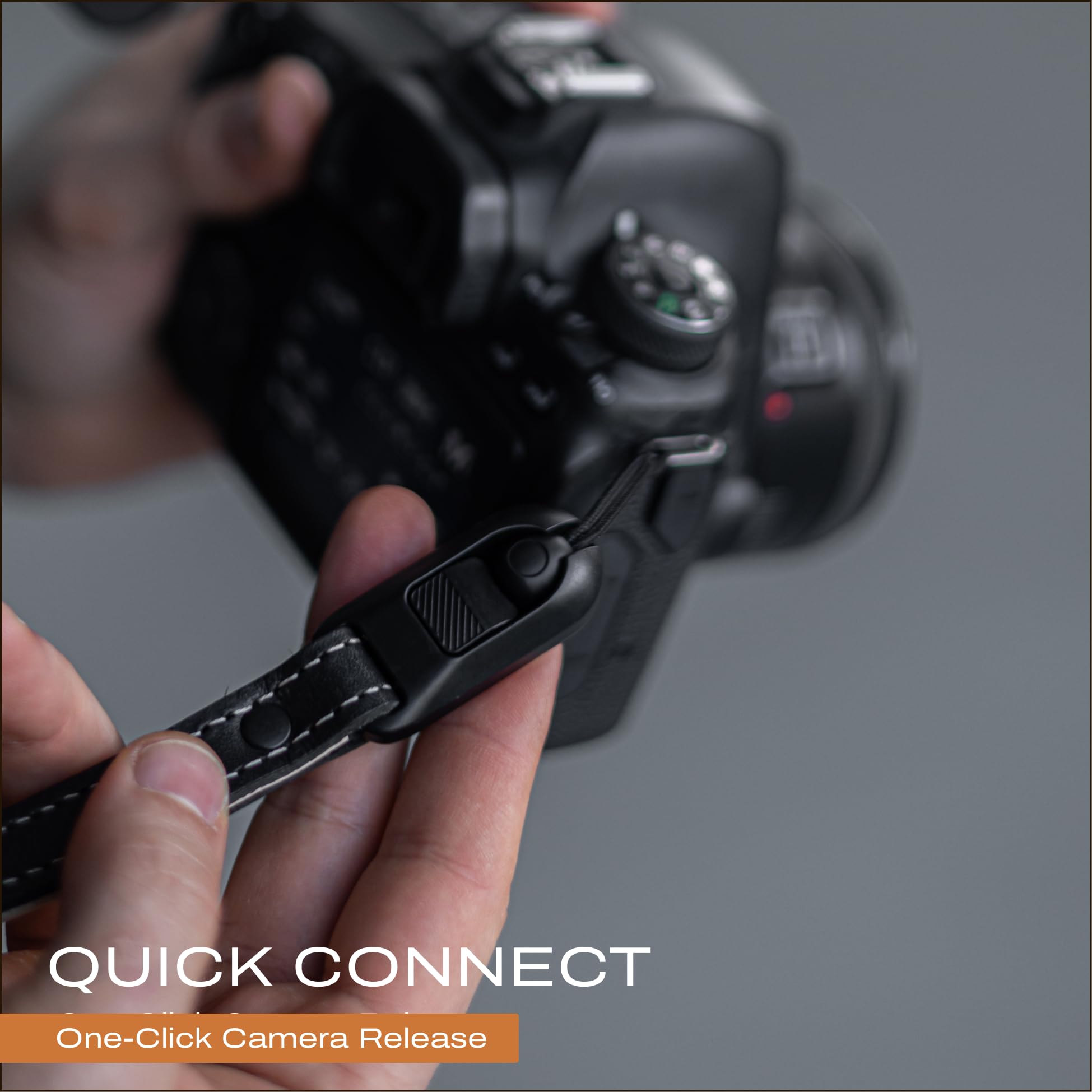 C Coiro Sangle fine en cuir avec libération rapide, sangle d'épaule réglable pour appareil photo reflex numérique compatible avec Fuji Sony Nikon Leica Canon Rembourrée Noir