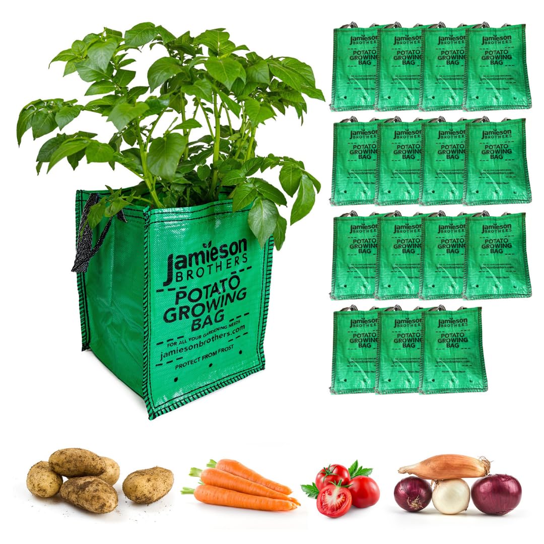 Jba Seed Potatoes Green 15 X Potato Planter Bags Suitable For Growing All Vegetables All Year Round 18"X12"X12" Has Drainage Holes And Carry Handles- By Jamieson Brothers