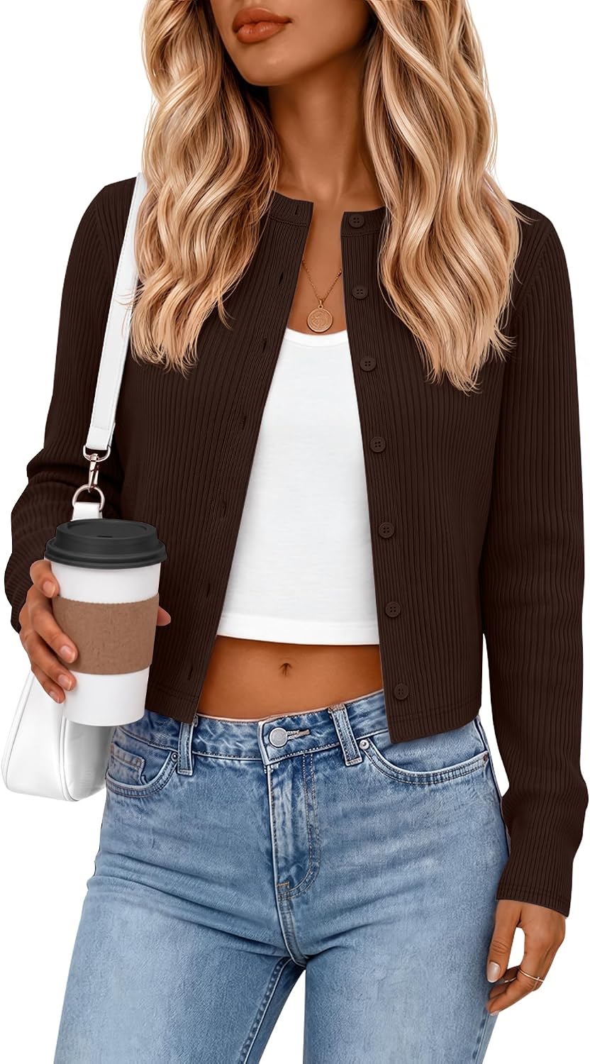 Neer Women's Ribbed Cotton Cropped Cardigan