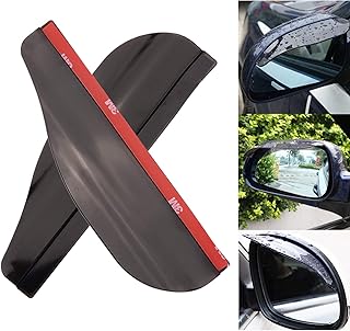 CarNeed 2 Pcs Smoked Black Mirror Rain Visor Smoke Guard, Rear View Side Mirror Rain Eyebrow, Carbon Fiber Rear View Mirror Visor Guard for Most Car, Truck and SUV
