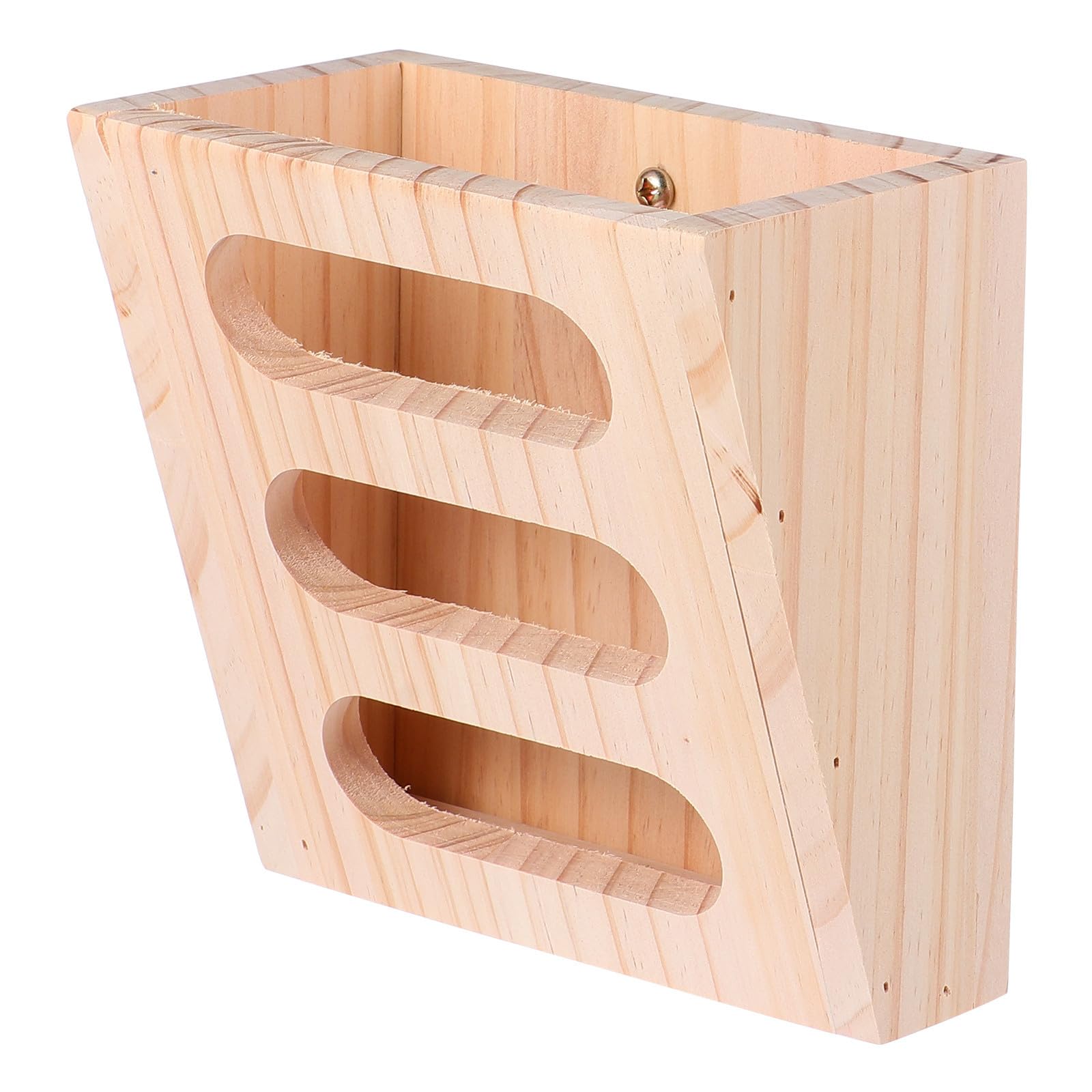 Comedero de madera para afilar el pico y dientes de loros y conejos con soporte
