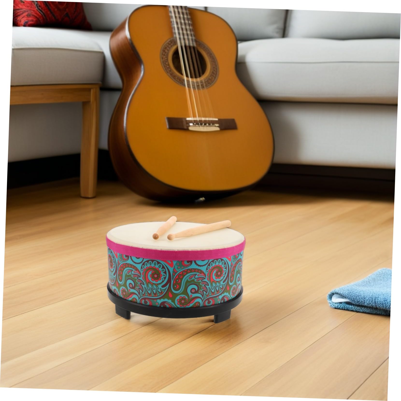 LIFKOME Strumento Orff Verde con Motivo Floreale Percussione Sicuro e Compatto per Gioco Musicale Educativo per Scuola e Feste