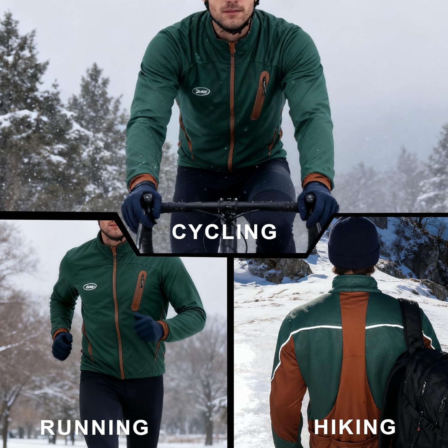 Winter Warm UP Thermal Cycling Jacket Windproof Waterproof Mens Running Mountain Biking Softshell Coat