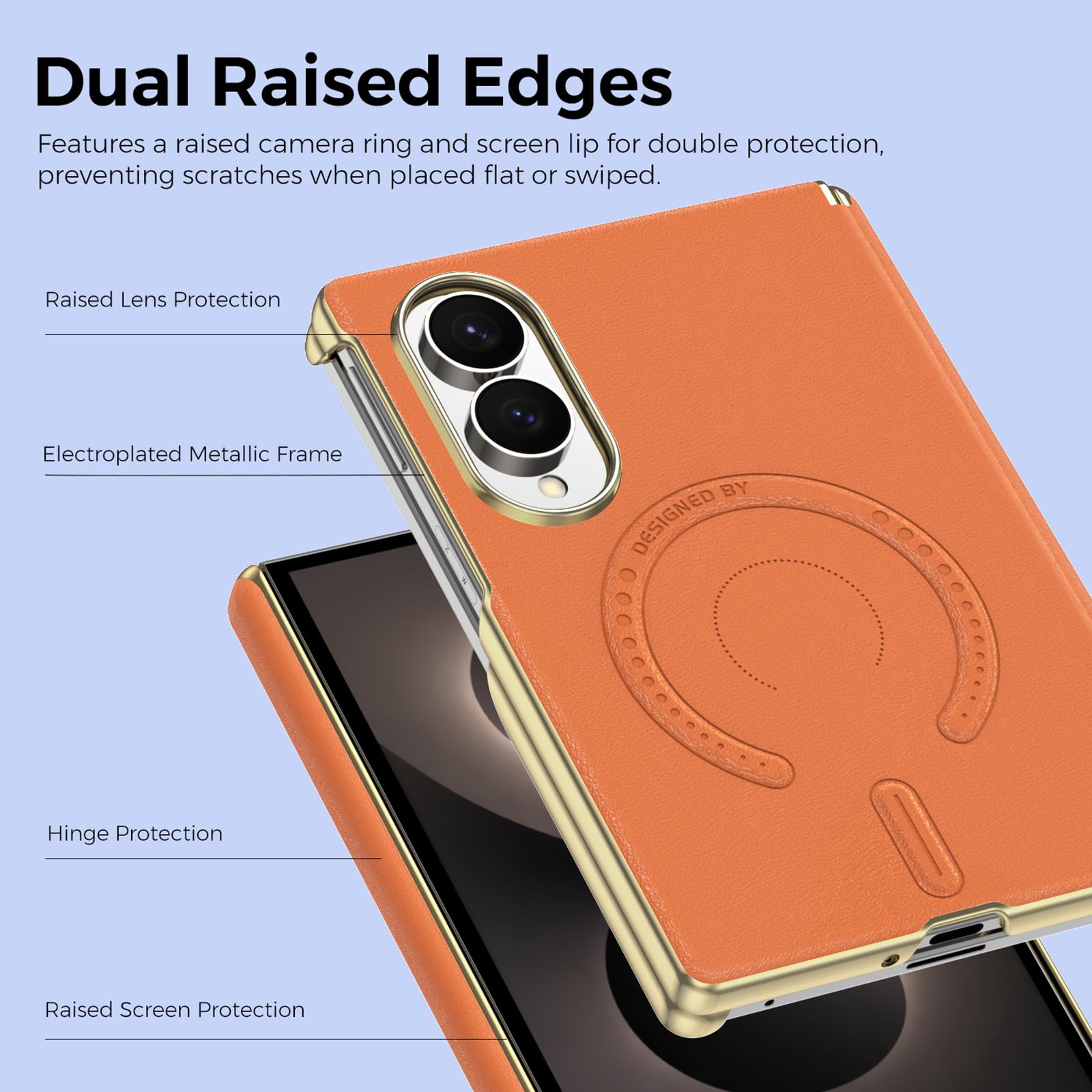 Magnética Funda para Samsung Galaxy Z Fold 8, Delgado Galvanizar Cuero