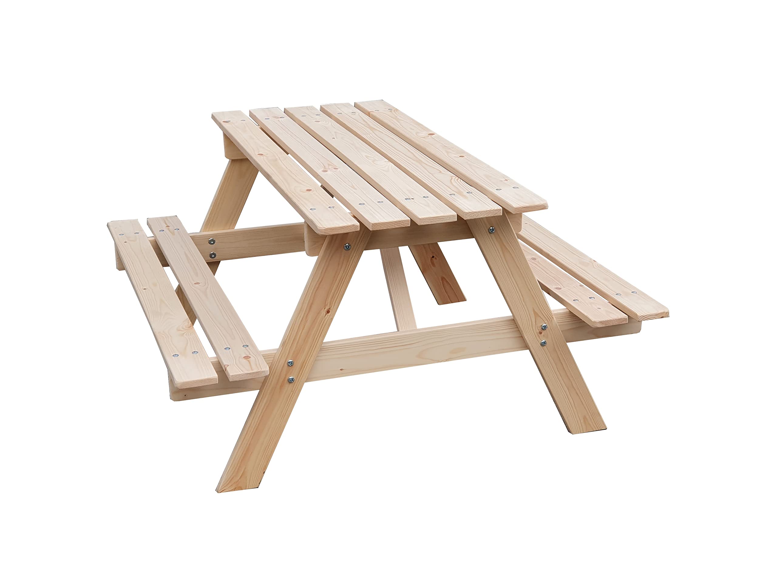 TIMBELA M018-1 Drewniany stół dziecięcy - stół i krzesło dziecięce - stół piknikowy 90 x 90 x wys. 50 cm - salon ogrodowy dla dzieci do użytku na zewnątrz lub wewnątrz