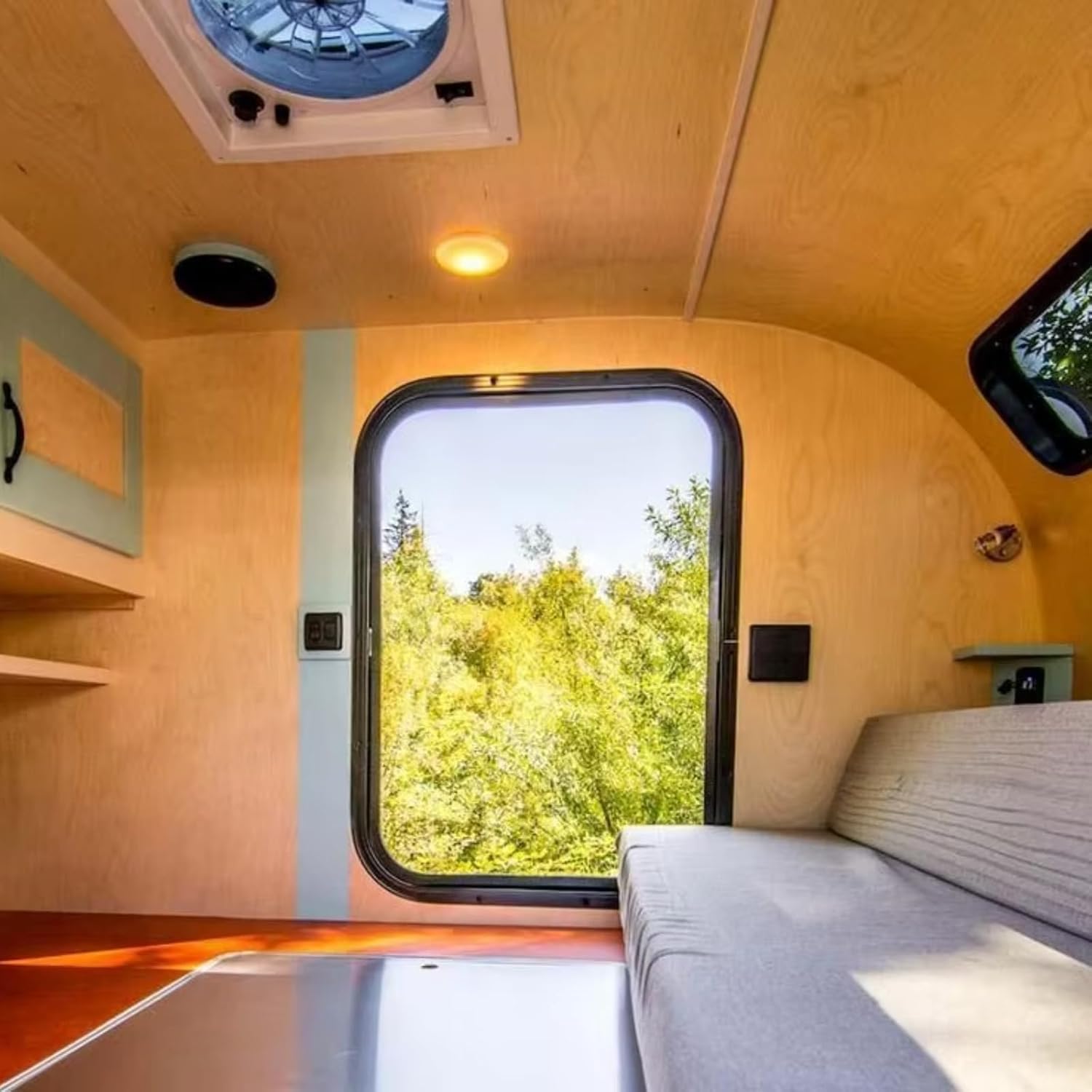 Teardrop Camper Trailer with Kitchen, Portable Camper for Outdoor Camping, Easy Tow Design for SUV & Car, Rear Storage & LED Lights, Insulated Aluminum Build, Travel for 2 Adults